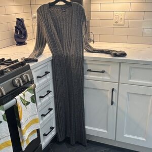 Gray Women's Long Cardigan Sweater